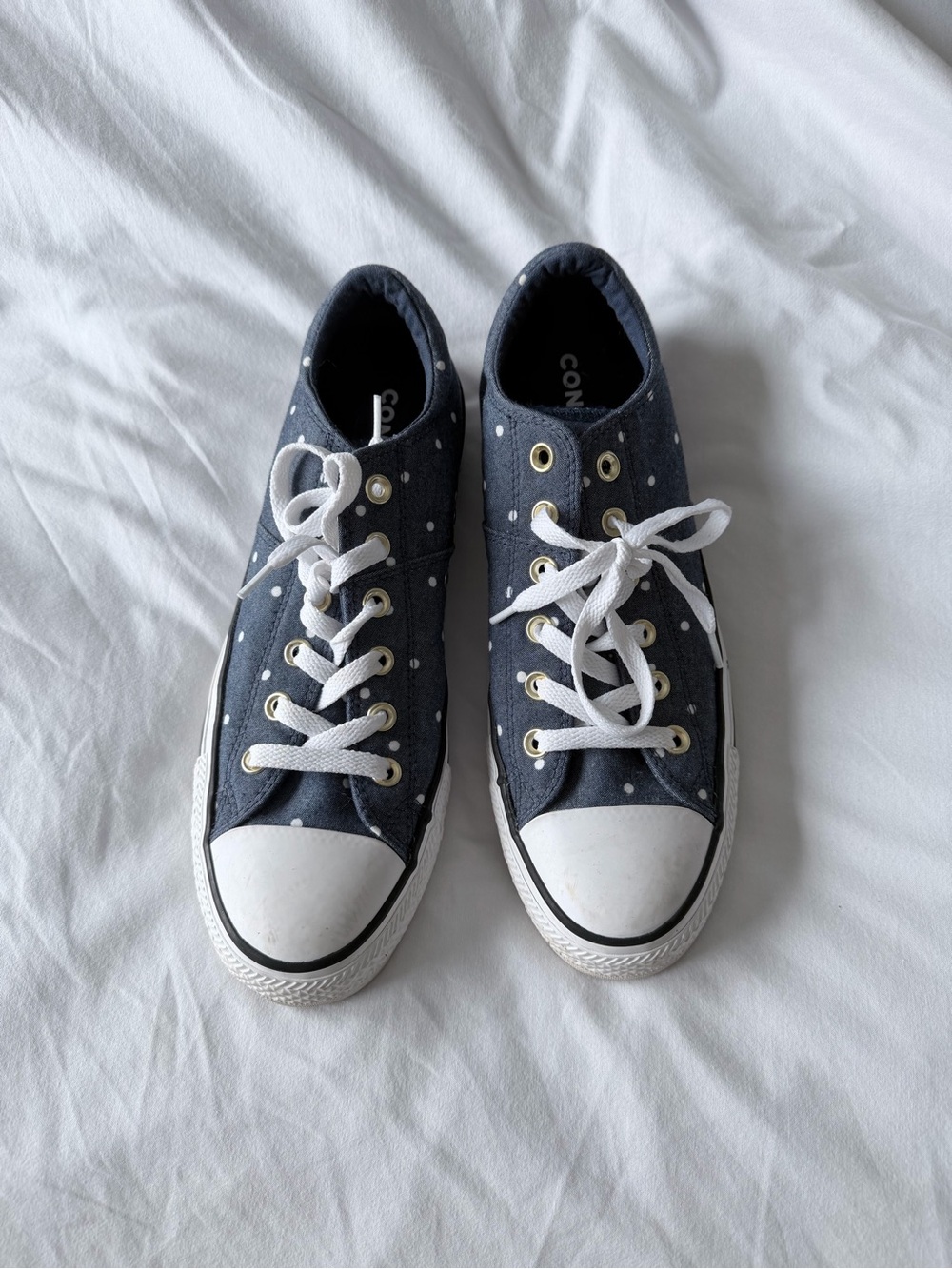 Converse Navy Polka Dot Low Top Sneakers